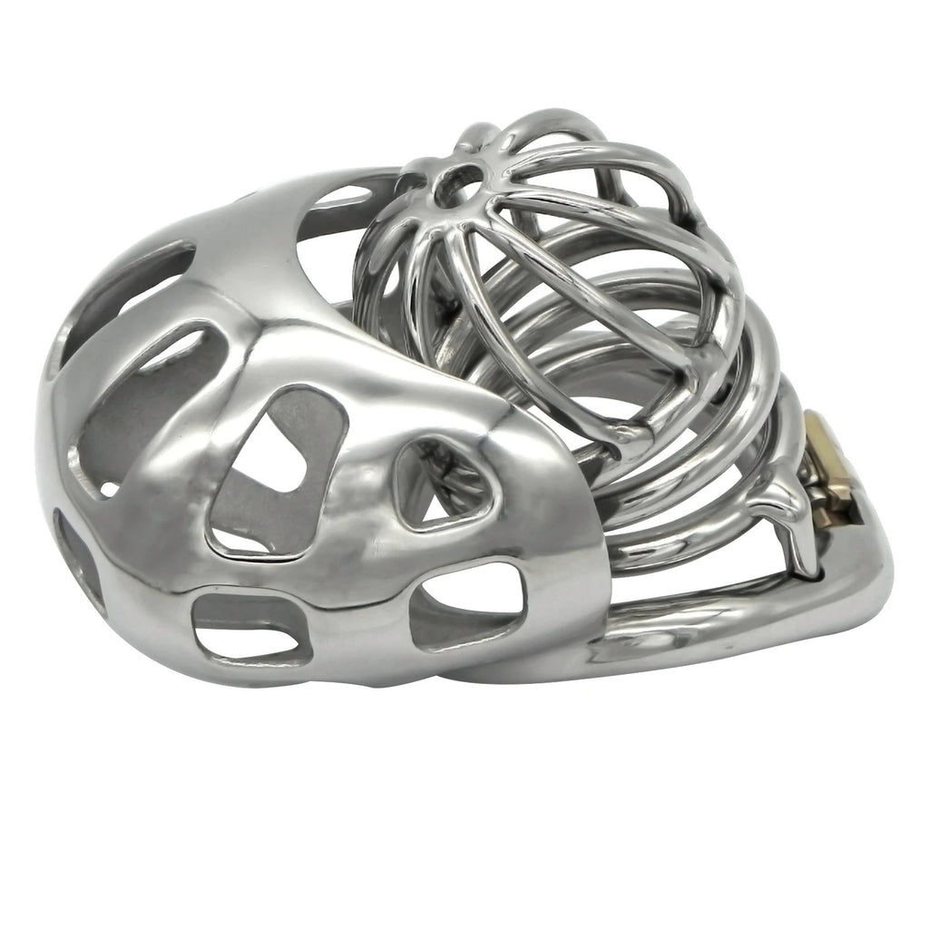 Fully Wrapped Scrotum Stainless Steel Male Chastity Device with Stealth Lock