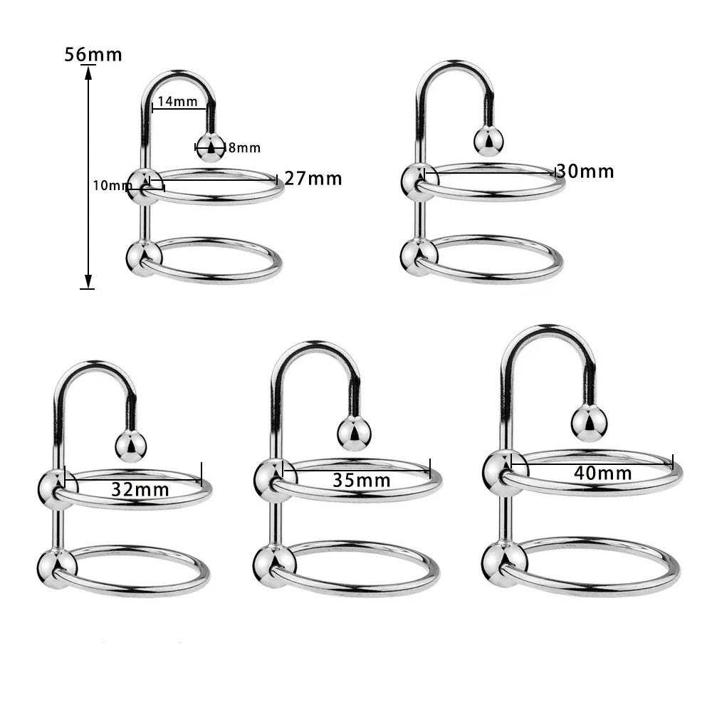 Stainless Steel Urethral Dilator & Cock Ring – Ejaculation Delay Locking Penis Device for Men