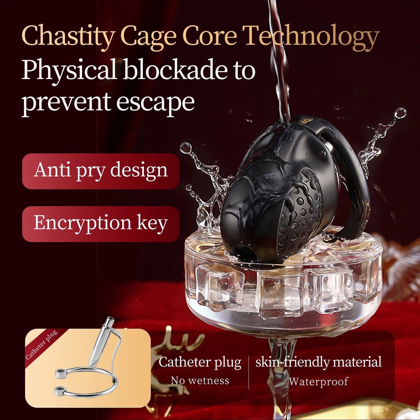 Resin Male Chastity Cage with Lock – Breathable Design with 5 Adjustable Rings
