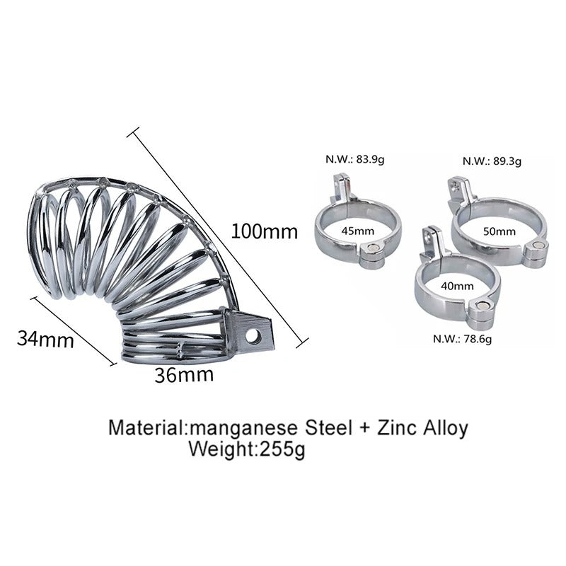 Stainless Steel Male Chastity Cage with Urethral Lock – Secure Metal Restriction Device BDSM