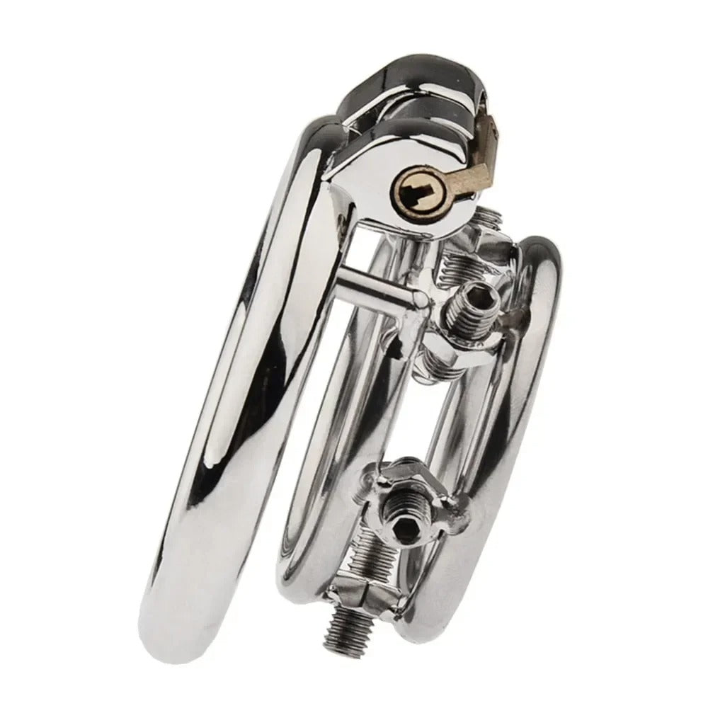 Stainless Steel Male Chastity Device – Secure Locking Cage with Belt Design