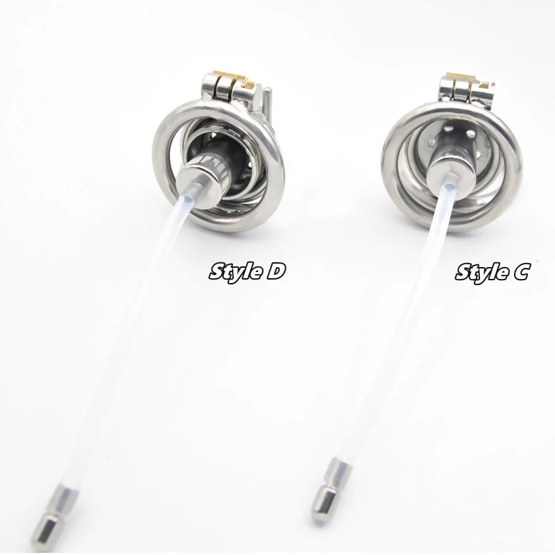 Extreme Bondage Stainless Steel Male Chastity Device with Trumpet Cage and Removable Inner Tube