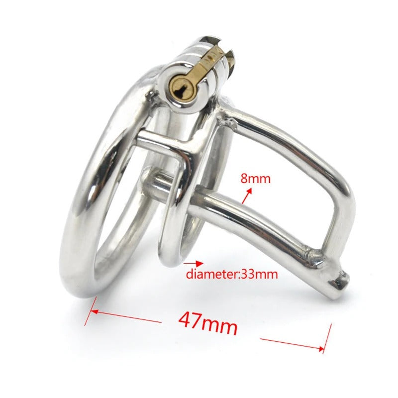 Stainless Steel Male Chastity Device with Stealth Lock and Ring Sleeve