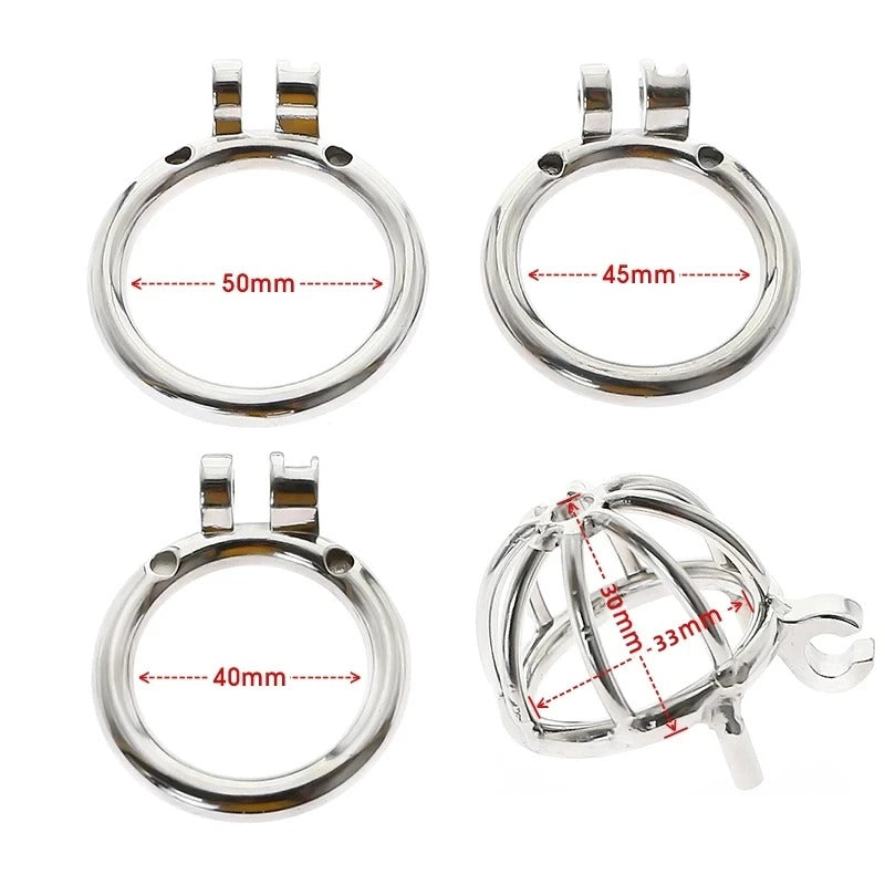 Stainless Steel Male Chastity Device with Urethral Catheter and Anti-Off Ring