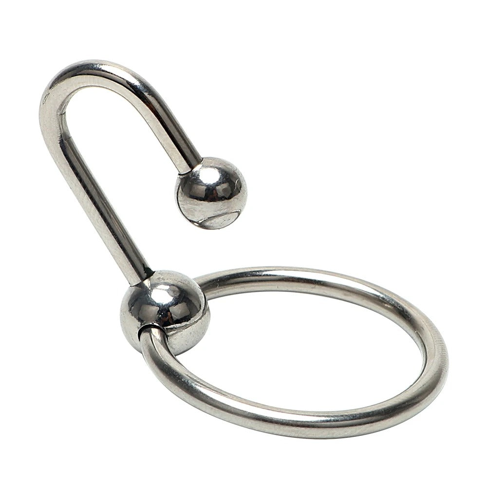 Stainless Steel Urethral Dilator & Penis Ring – Metal Locking Ring for Men