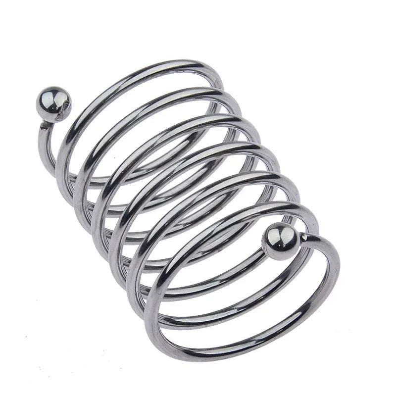 Extended Stainless Steel Wave Thread Penis Ring – Spring-Design Male Delay Ejaculation Ring