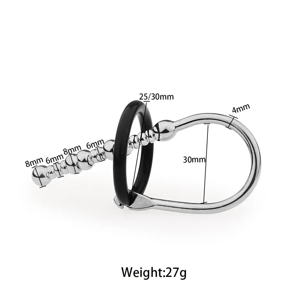 Stainless Steel Urethral Sound with Glans Ring