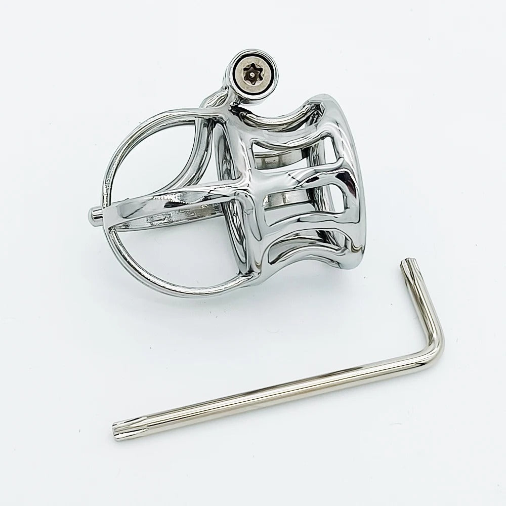 Stainless Steel Crown Glans Chastity Cage – Breathable PA Lock Device for Men