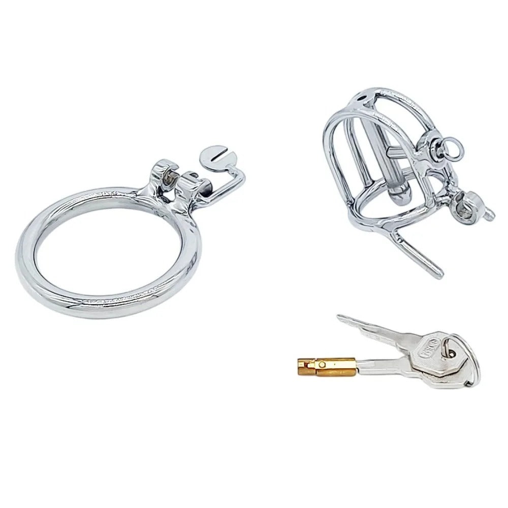 Metal PA Male Chastity Cage – Stainless Steel Locking Device with Fixed Urethral Catheter