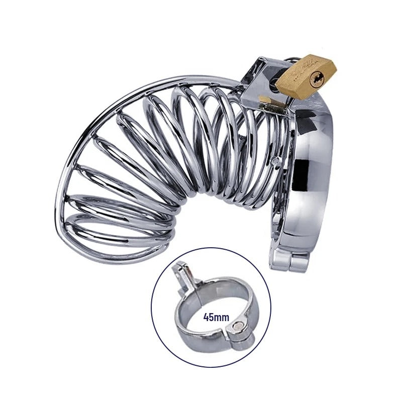 Stainless Steel Male Chastity Cage with Urethral Lock – Secure Metal Restriction Device BDSM