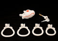 ABS Male Chastity Device | Cage + 4 Interchangeable Rings (Black/White)