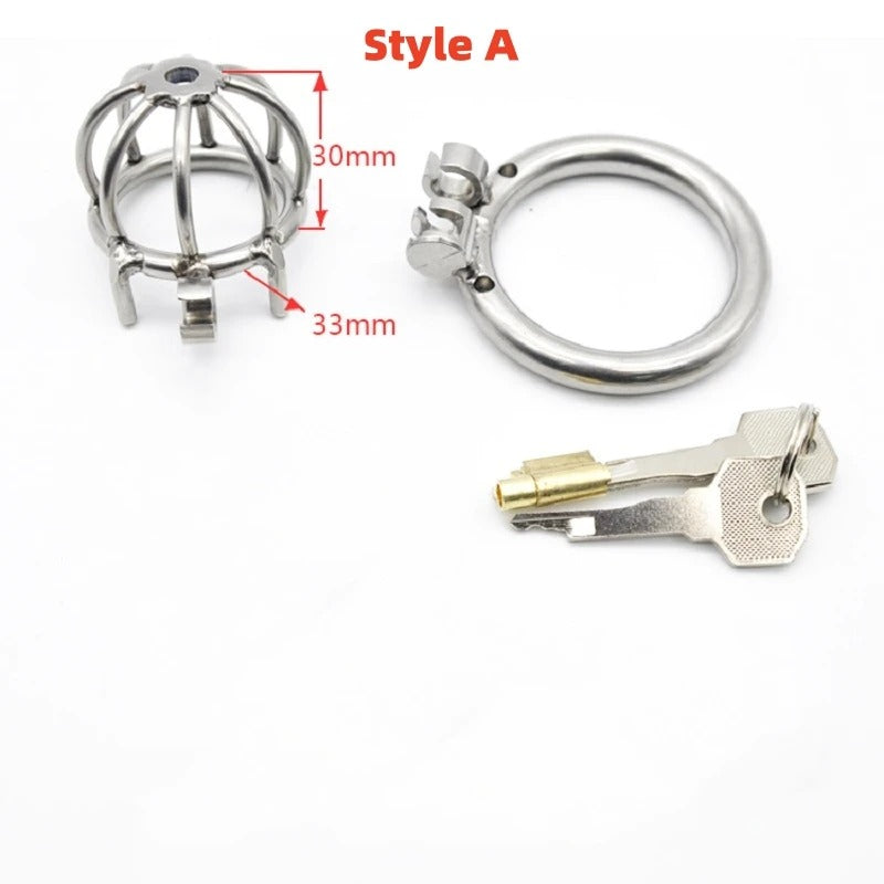 Stainless Steel Male Chastity Device with Urethral Catheter and Anti-Off Ring