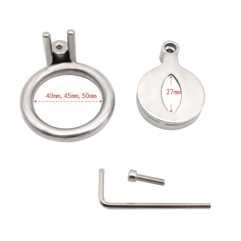 Super Small Stainless Steel Male Chastity Device with Trumpet Cage and Enlarged Urethral Hole V4