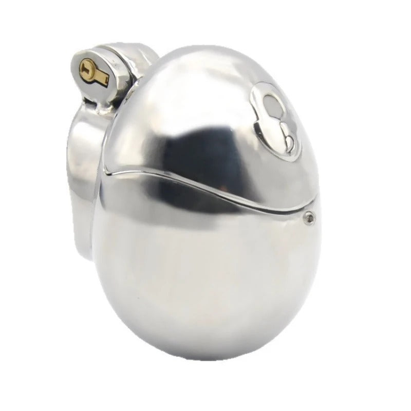 Egg Bondage Stainless Steel Male Chastity Device with Spiked Ring & Scrotum Stretcher – Secure Locking BDSM Restraint