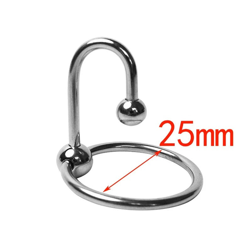 Stainless Steel Urethral Dilator & Penis Ring – Metal Locking Ring for Men