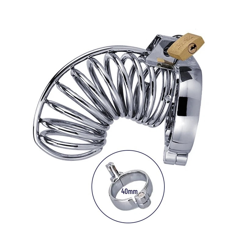 Stainless Steel Male Chastity Cage with Urethral Lock – Secure Metal Restriction Device BDSM