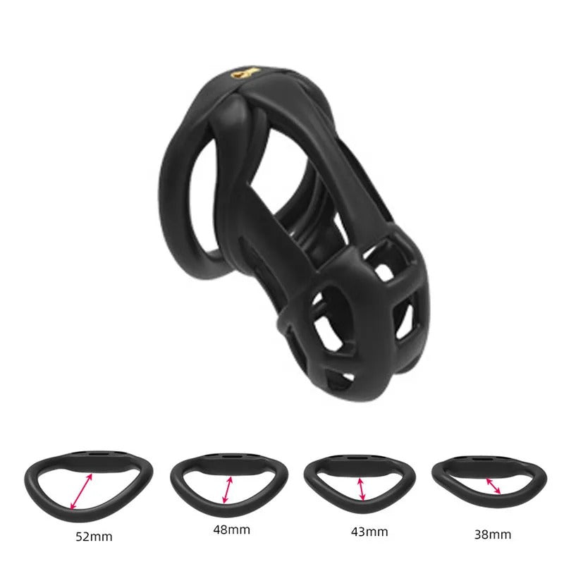 3D Invisible Chastity Cage with 4 Arc Rings – Discreet Locking Device for Men