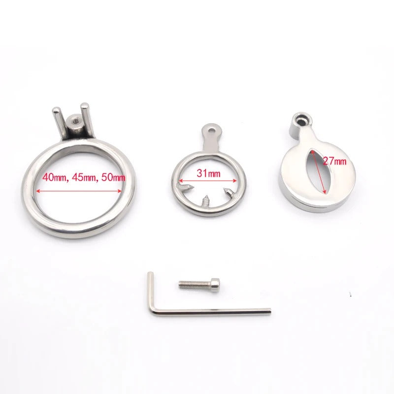 Super Small Stainless Steel Male Chastity Device with Trumpet Cage and Enlarged Urethral Hole V4