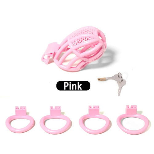 ABS Male Chastity Device | Locking Cage + 4 Interchangeable Rings