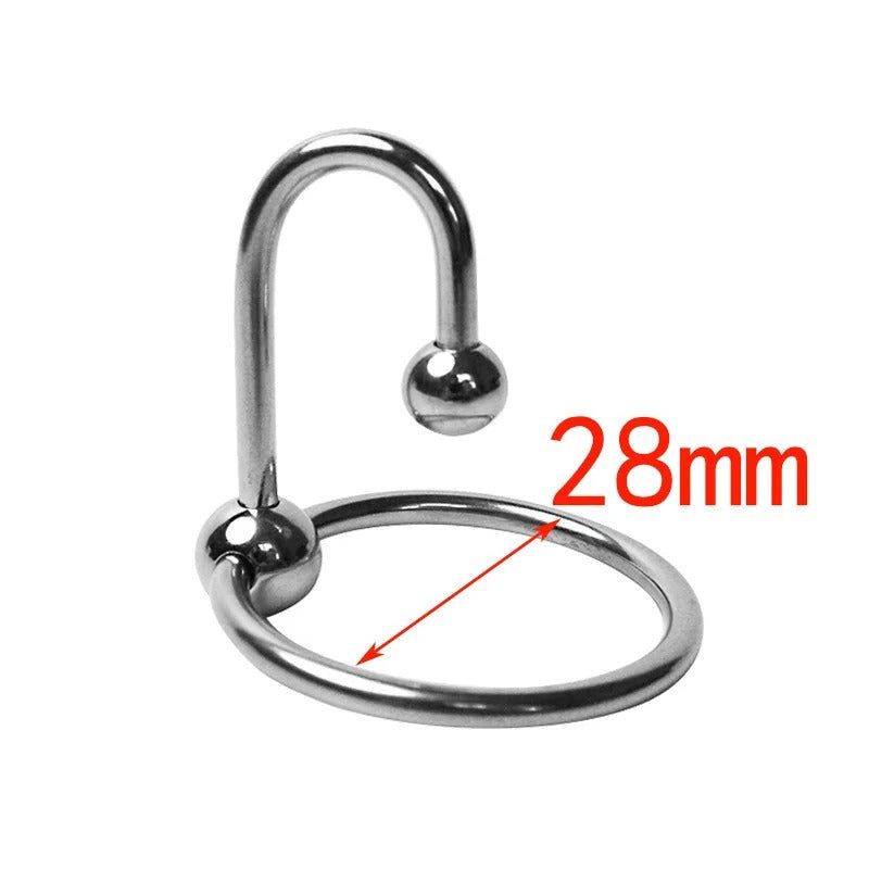 Stainless Steel Urethral Dilator & Penis Ring – Metal Locking Ring for Men