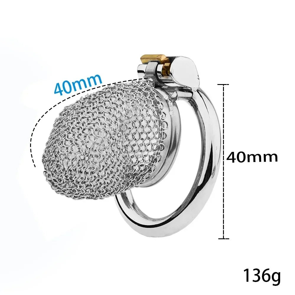 Mesh Design Stainless Steel Male Chastity Device – Soft Armor Style Locking Cage