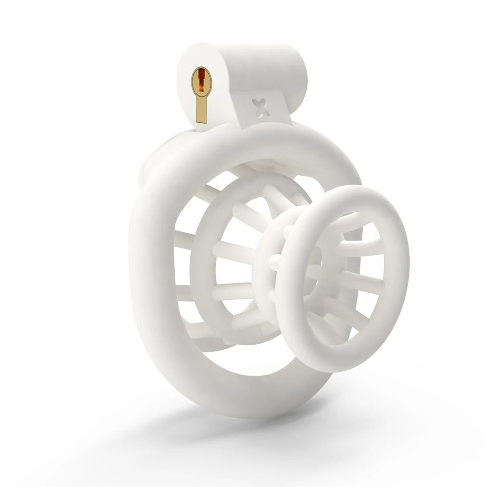 Mini Male ABS Chastity Device – Secure Locking Cage with 4 Base Rings