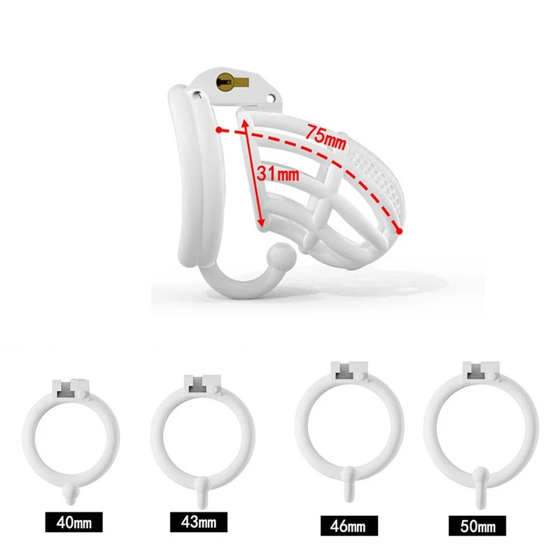 Male Chastity Cage with Hook – Secure Lock Device with 4 Adjustable Rings