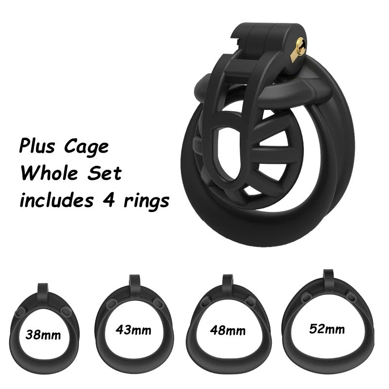 Minus/Plus Cage Male Chastity Device – Double-Arc Cuff Locking System