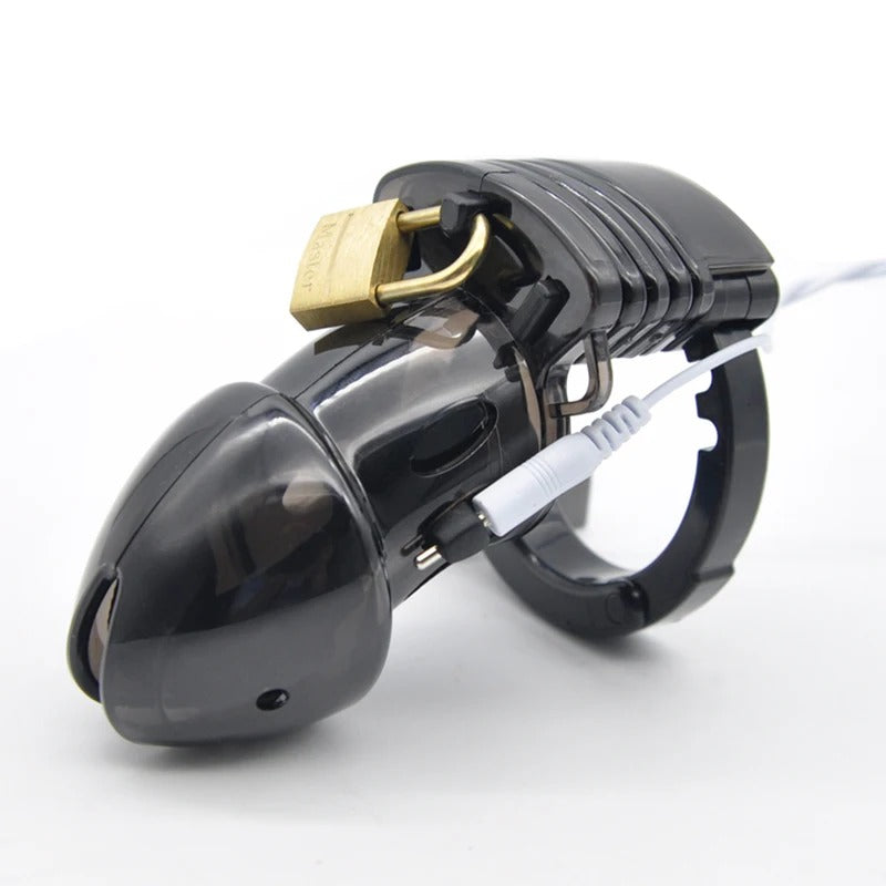 Plastic Electro Shock Male Chastity Device with Adjustable Cuff Ring