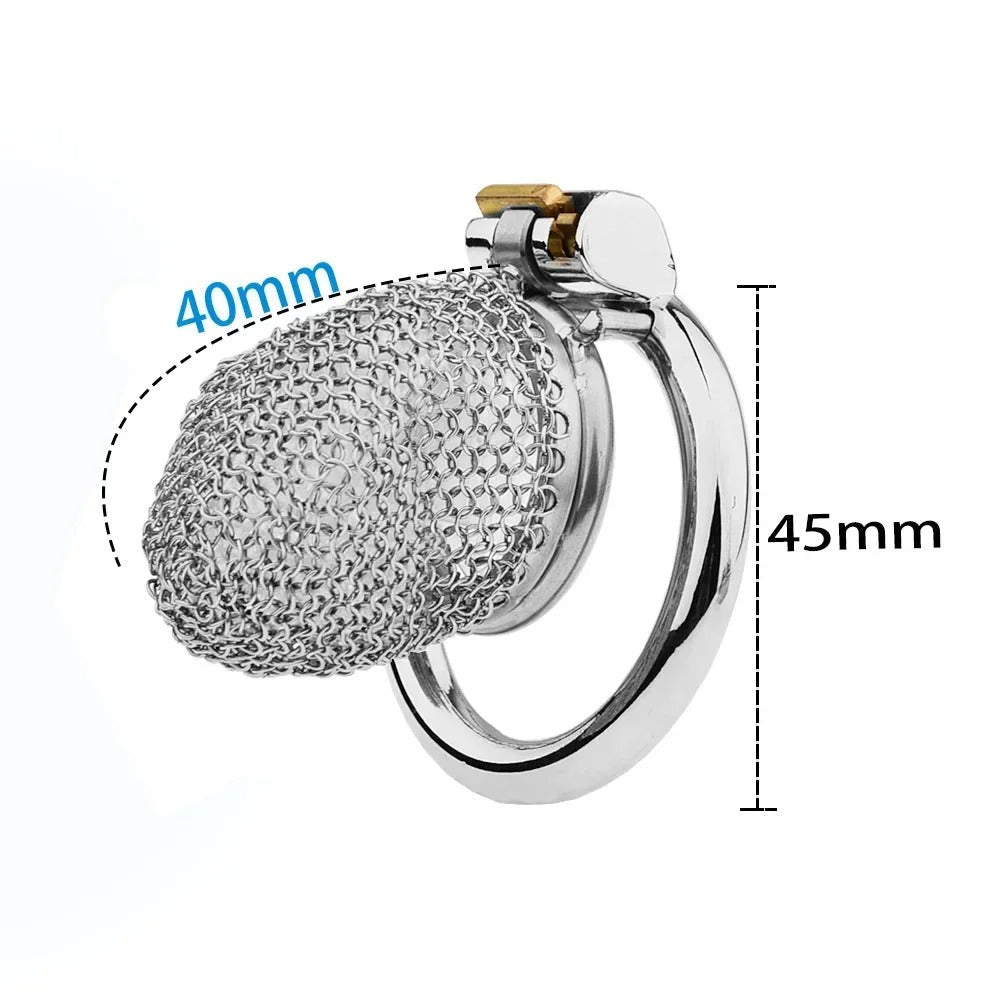 Mesh Design Stainless Steel Male Chastity Device – Soft Armor Style Locking Cage