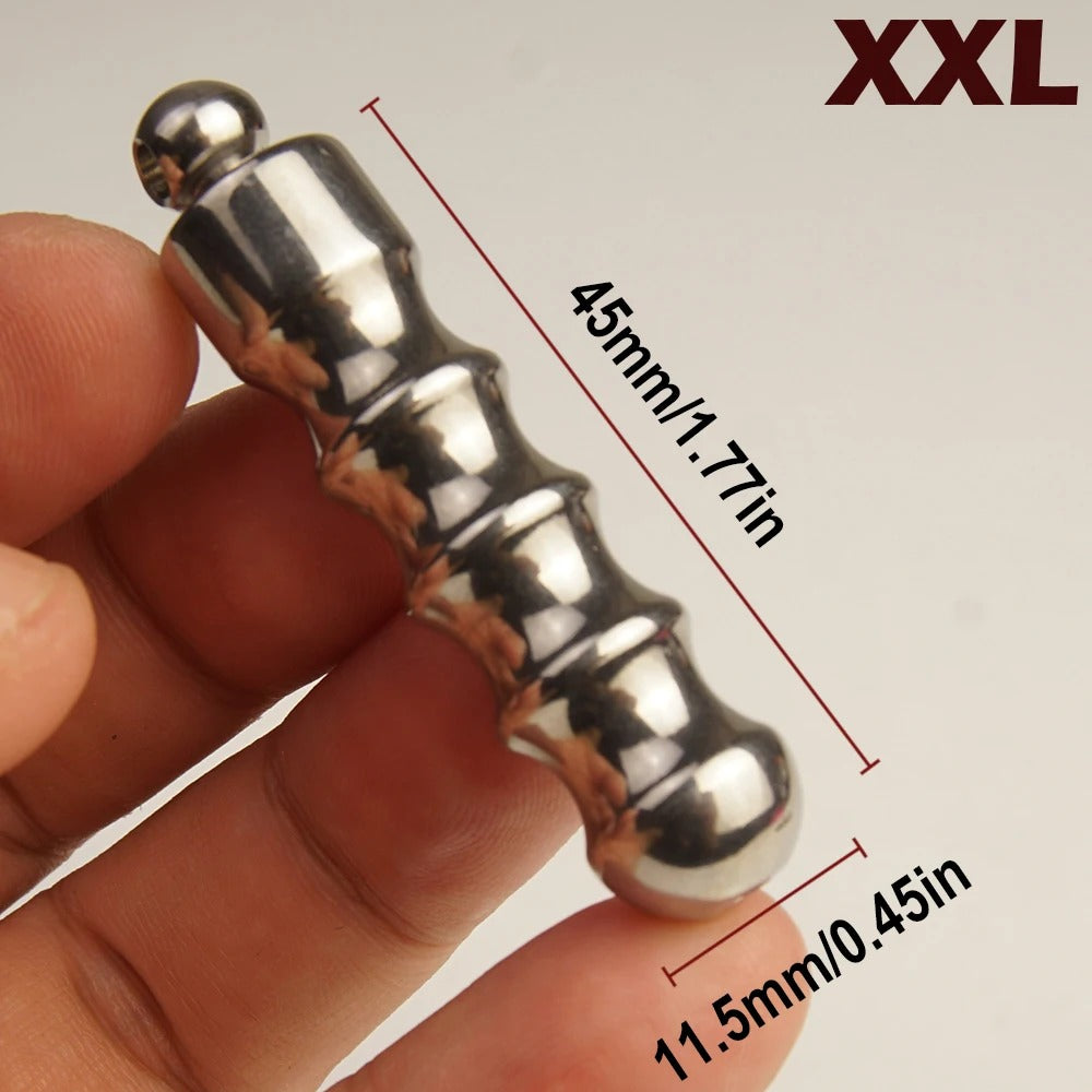 Stainless Steel Ribbed Urethral Dilator with Screw Top – Precision Sounding Device for Men