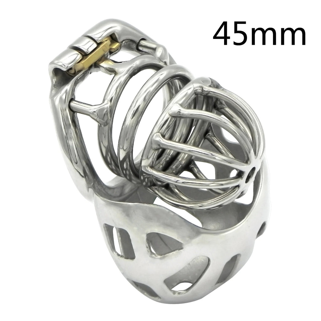 Fully Wrapped Scrotum Stainless Steel Male Chastity Device with Stealth Lock