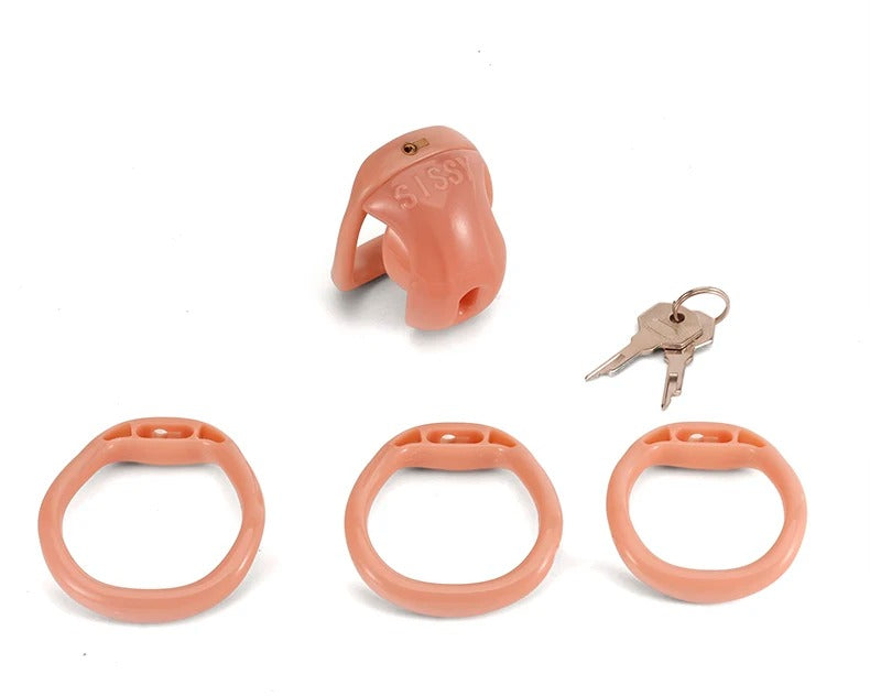 Vagina Texture Male Chastity Cage with Protective Cap – Lockable CB Device with Mini Lock