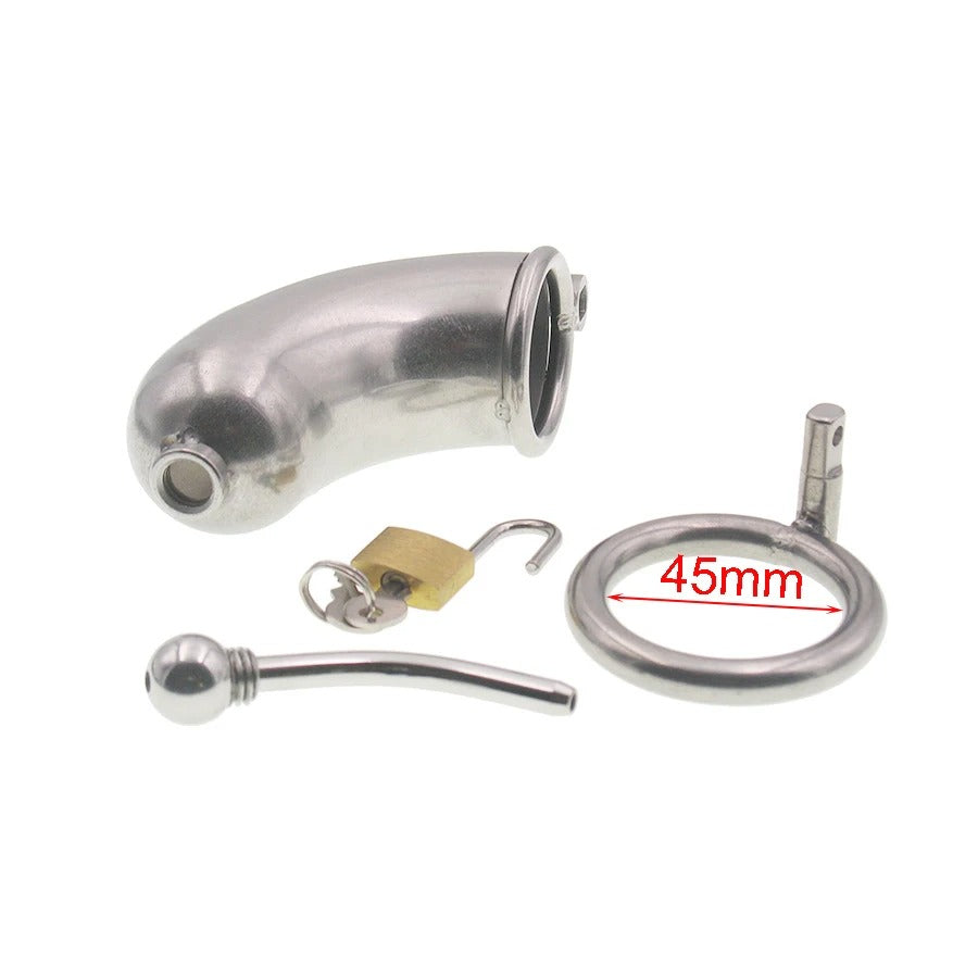 304 Stainless Steel Male Chastity Cage with Urethral Catheter – Secure Locking Device for Men