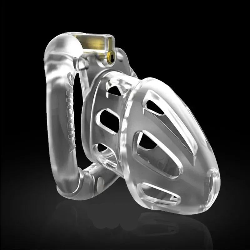 Male chastity cage with clear design and secure lock