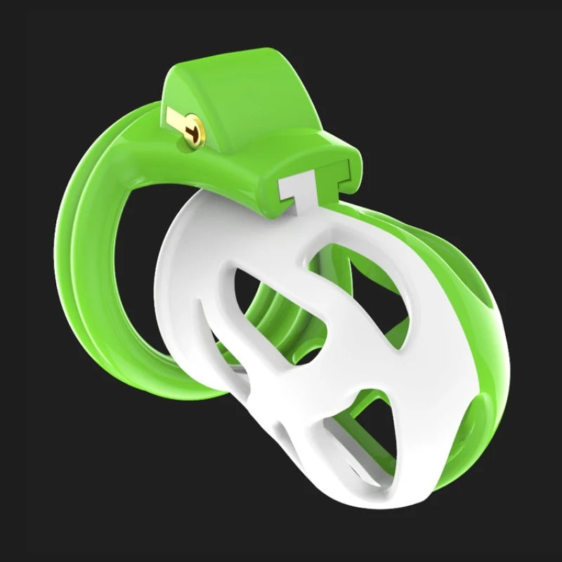 Male chastity device with contrast color design and vent holes