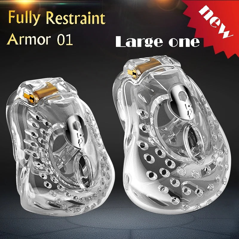 Male chastity device with 4 adjustable rings and built in lock