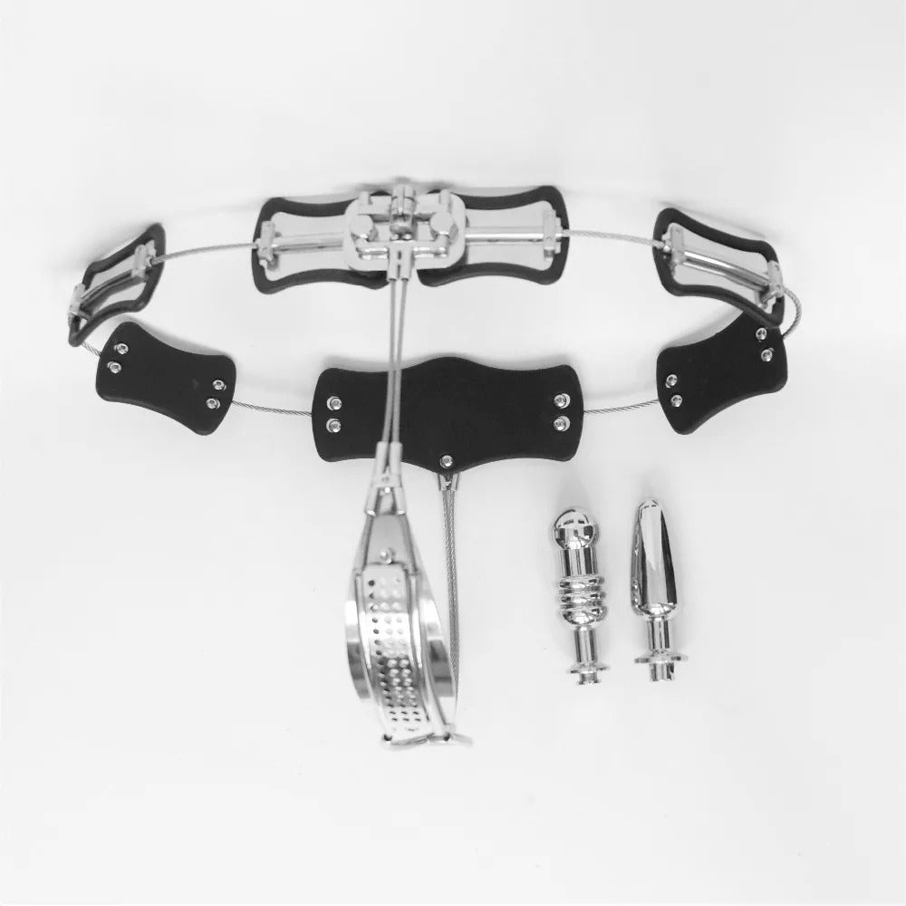 Adjustable Stainless Steel Female Chastity Belt – T-Style Secure Locking Device
