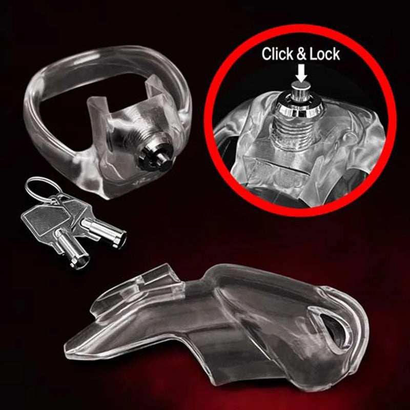Nub size male chastity cage with adjustable ring and keys