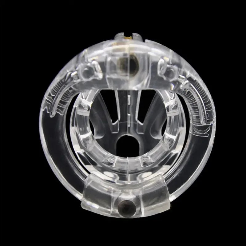 Openable male chastity ring in clear body-safe material