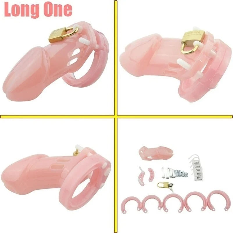 Plastic male chastity cage long size in clear color