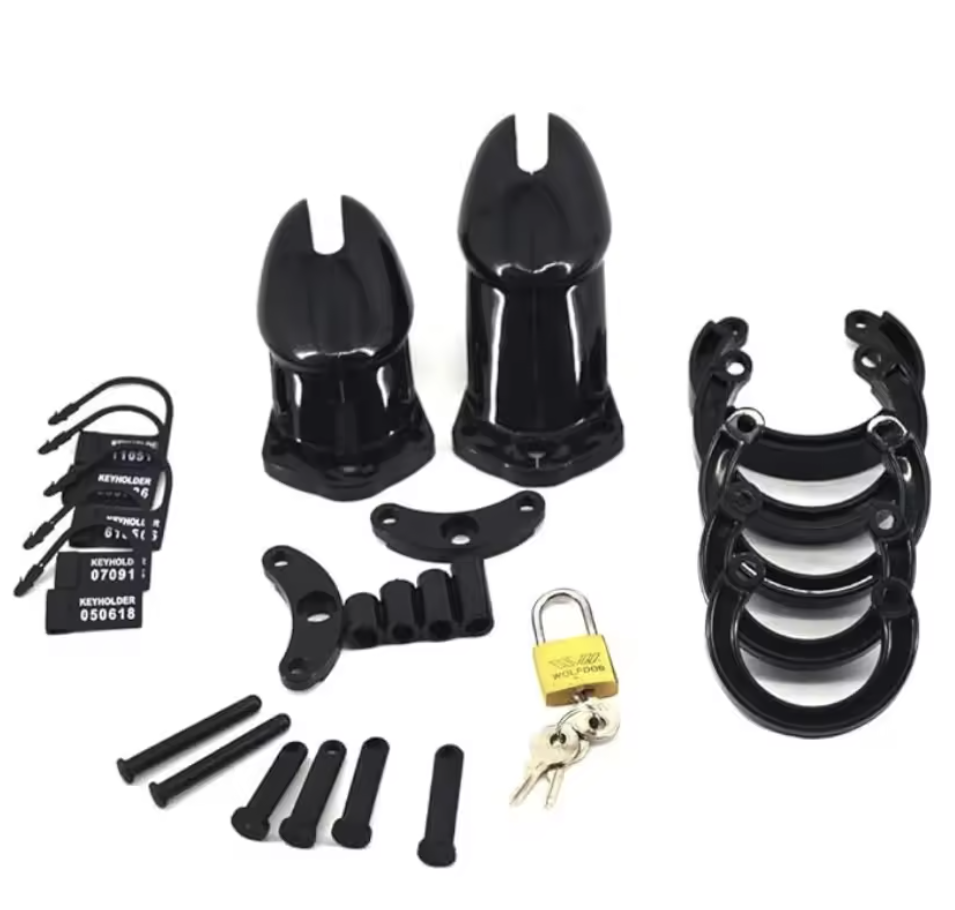 Plastic male chastity cage long size in pink color