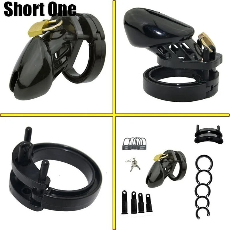 Plastic male chastity cage short size in black color
