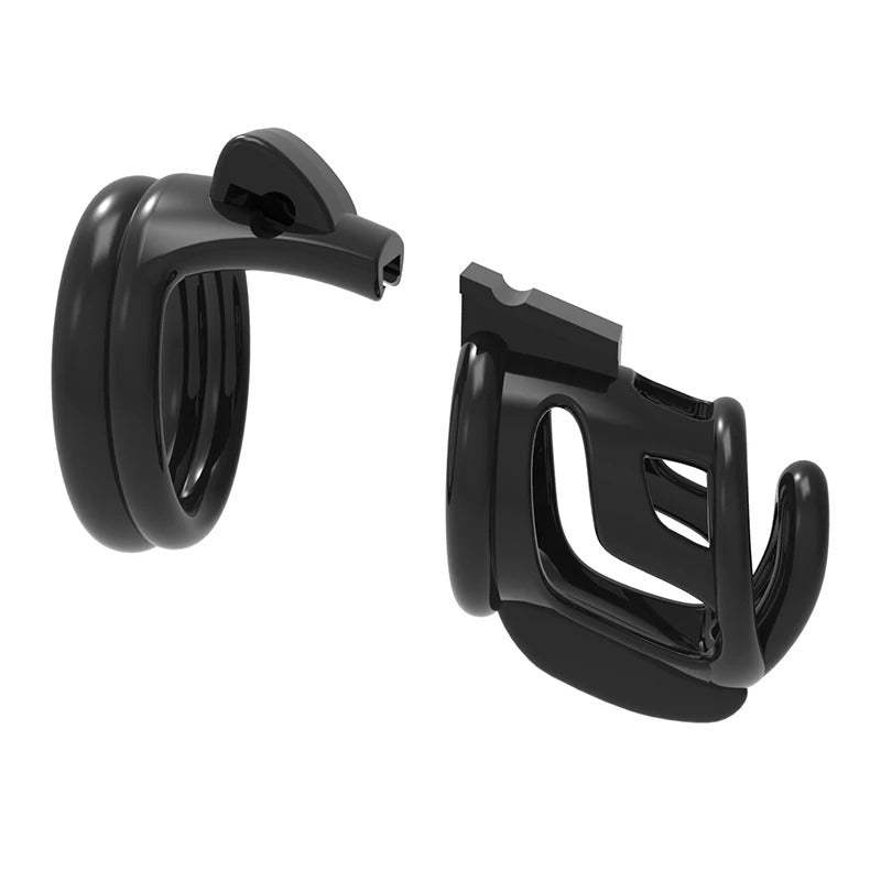 Male chastity cage with resin rings and PC cage in black edition