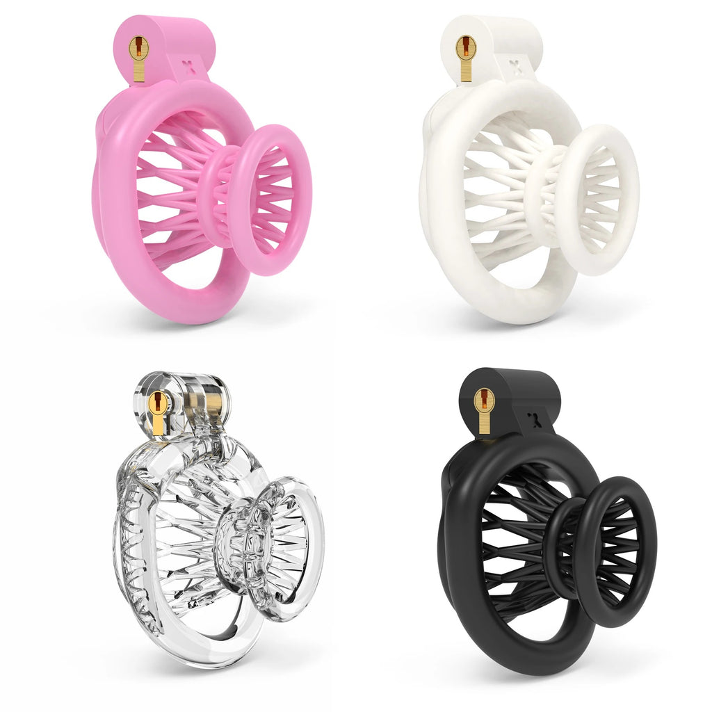 Compact ABS Male Chastity Device – Mini Lock Design with Four Rings