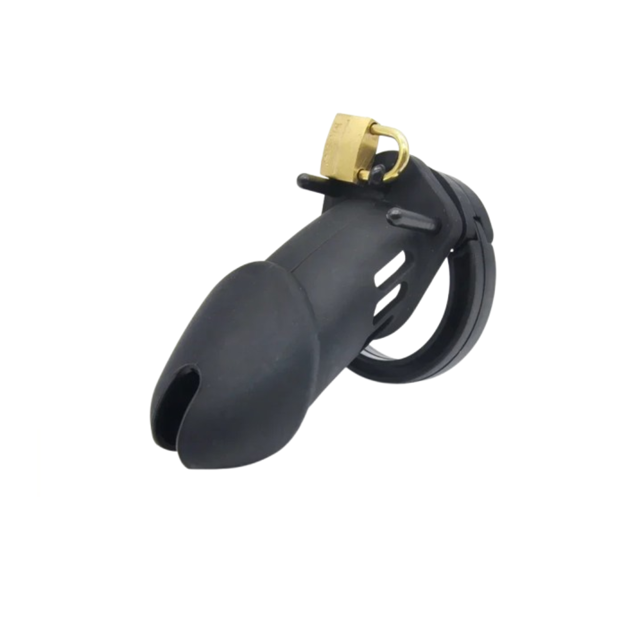 Silicone chastity cage long size in black color