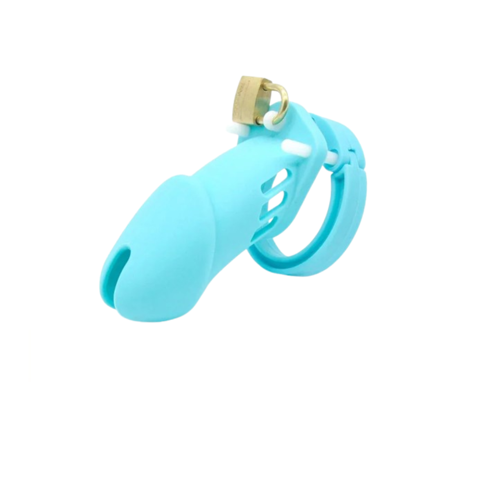 Silicone chastity cage long size in blue color
