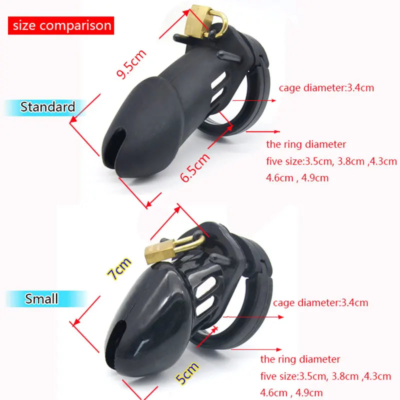 Silicone chastity cage short size in black color