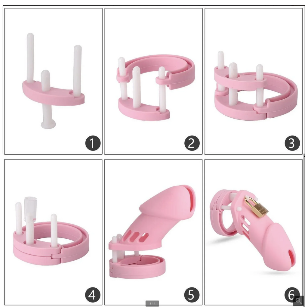 Silicone chastity cage short size in white color
