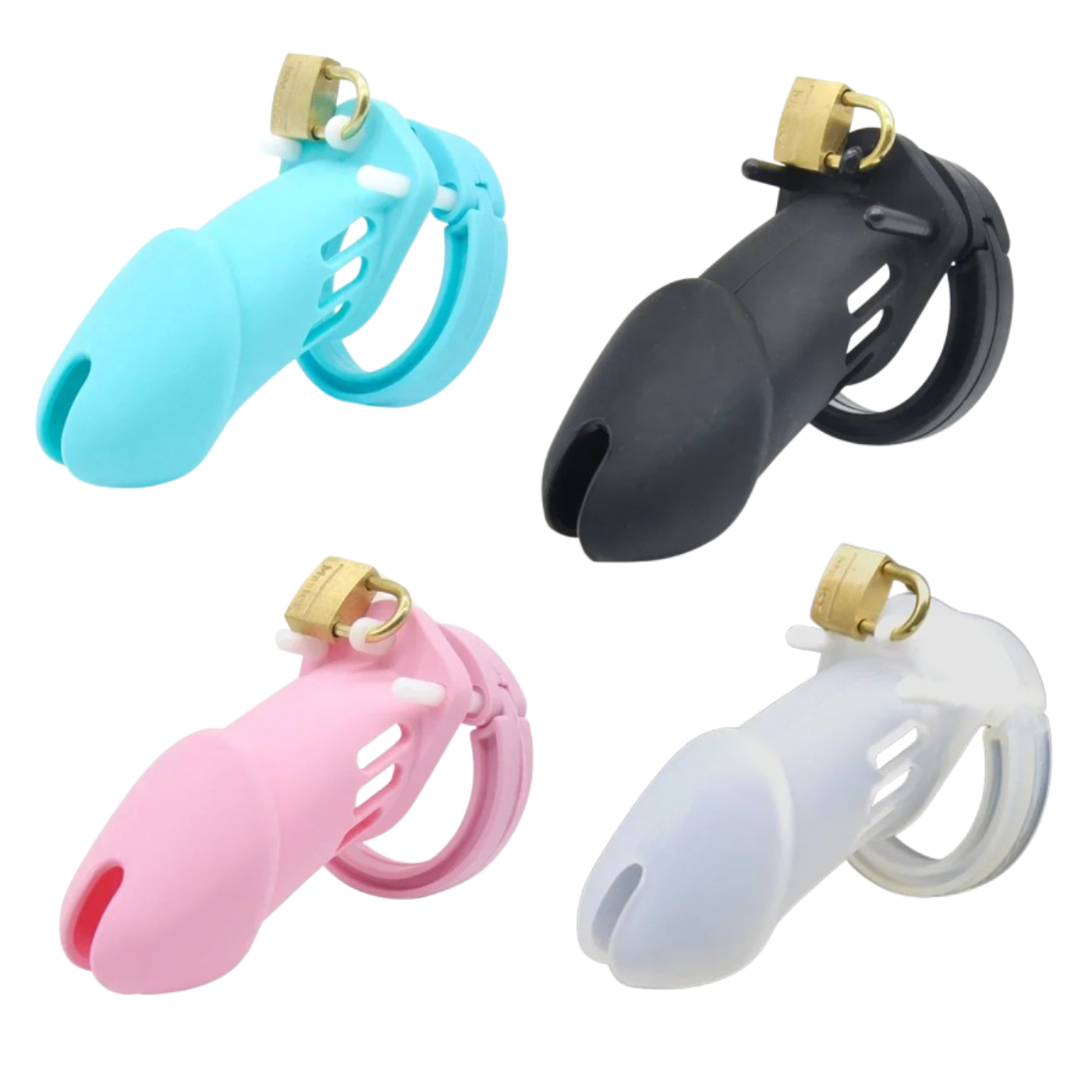 Silicone chastity cage short size in pink color